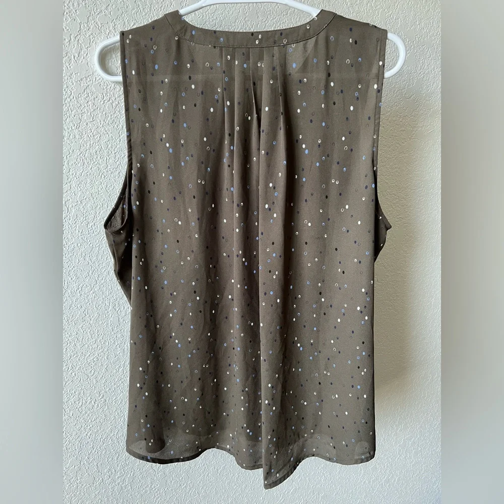 Olive Green Sleeveless Work Blouse - Picture 2 of 3